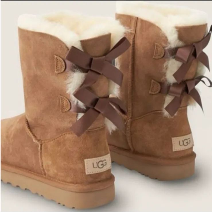 UGG アグ Bailey Bow II Boots ムートンブーツ ダブルリボン サイズUS7-24cm キャメル