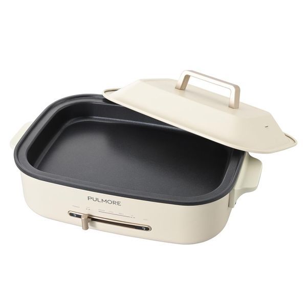 ホットプレート 800W フッ素樹脂プレート 着脱式電源コード 質量2520g ホワイト COK-PYH800-W