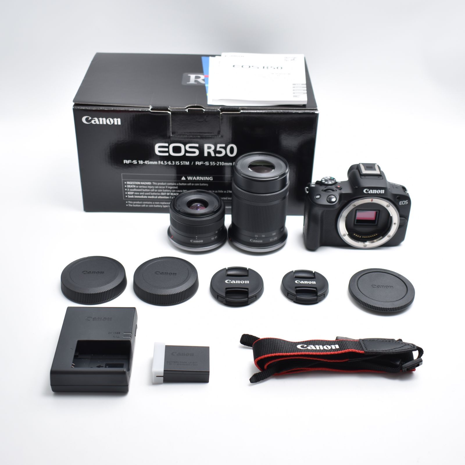 B 9552 Canon ミラーレス一眼カメラ EOS R50 ダブルズームキット RF-S18-45 RF-S55-210 ブラック|APS-C|約375g EOSR50BK-WZK