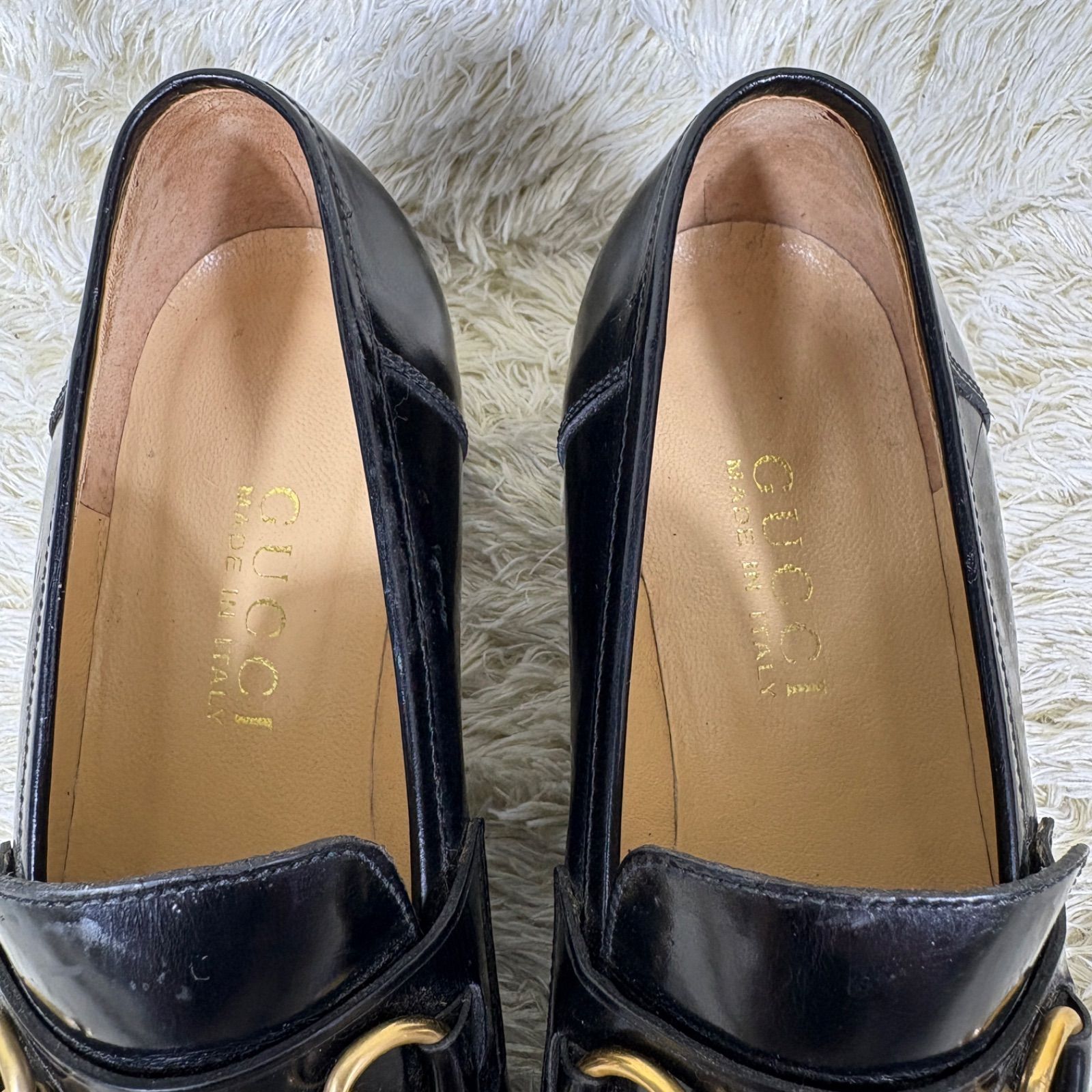 GUCCI グッチ　ホースビット　ゴールド金具　レザー　ローファー　革靴 GUCCI グッチ ホースビット ゴールド金具 レザー ローファー
