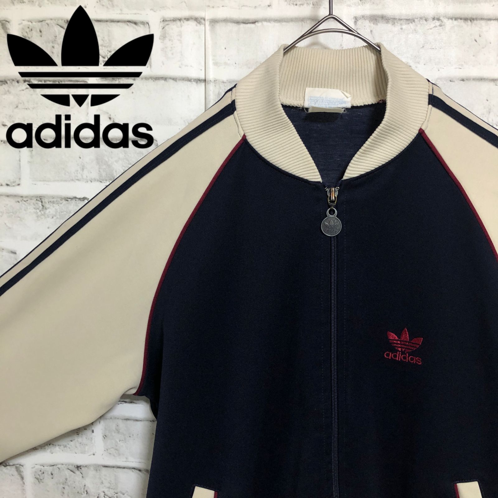 OLD adidasトレファイル レトロジャケット ベージュ×ブラックいかが