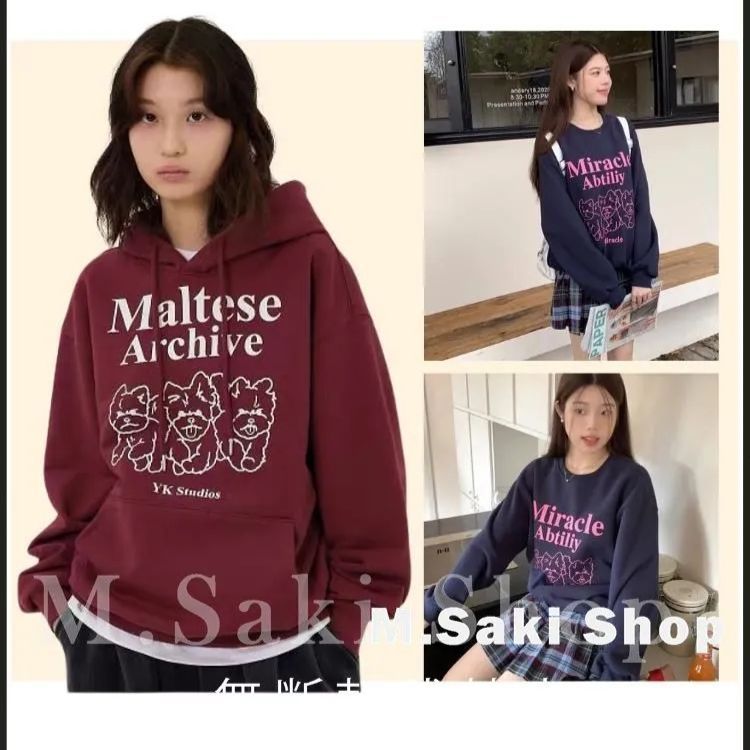 【Wai Kei】Maltese archive line graphic sweatshirts Wai Kei ワイケイ トップス ニット セーター スウェット トレーナー  レッド .