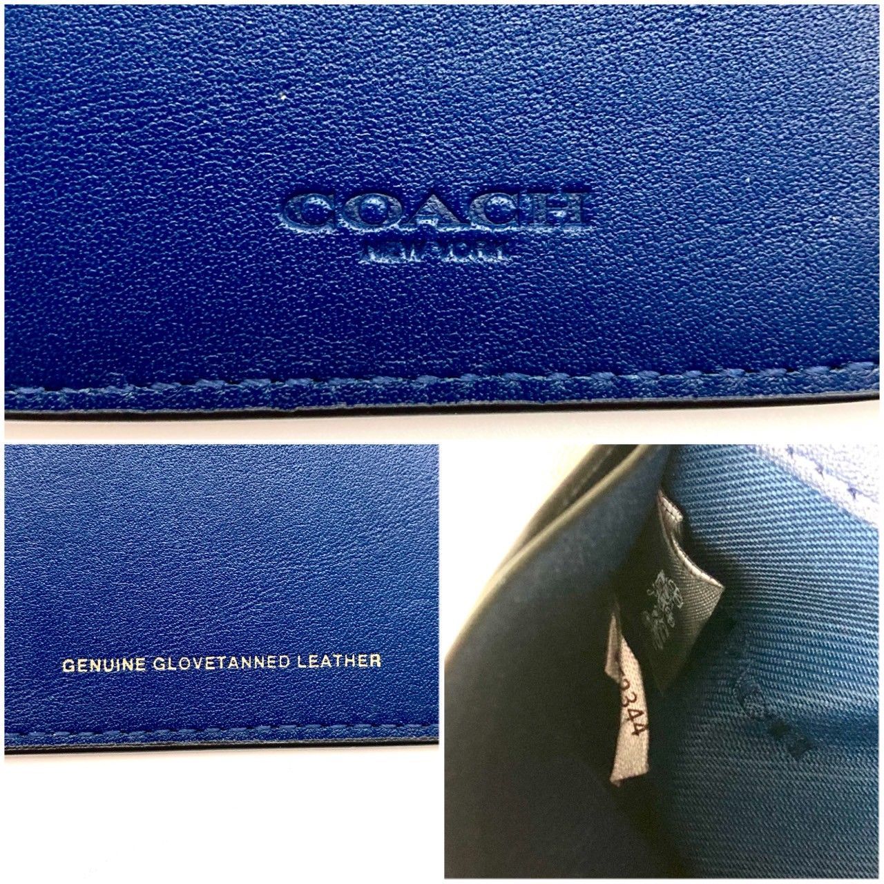 未使用品　COACH コーチ　ネイビー レザー 名刺入れ　カードケース コーチ 名刺入れ カードケース レザー ネイビー ブルー 美品