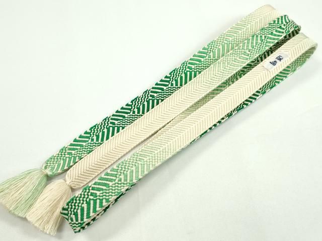 平和屋本店□極上 有職組紐道明 帯締め 笹浪組 つづれ錦 緑 宮内庁御用