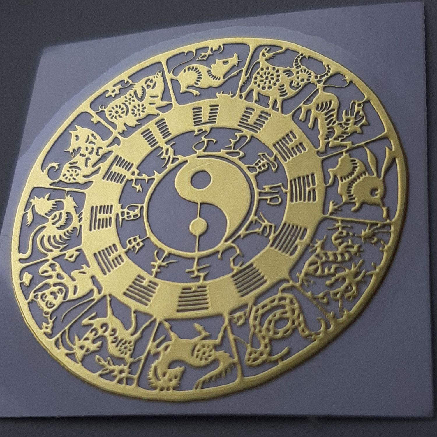 メタルステッカー 十二支九宮八卦② 太極図 金属シール 陰陽五行 道教