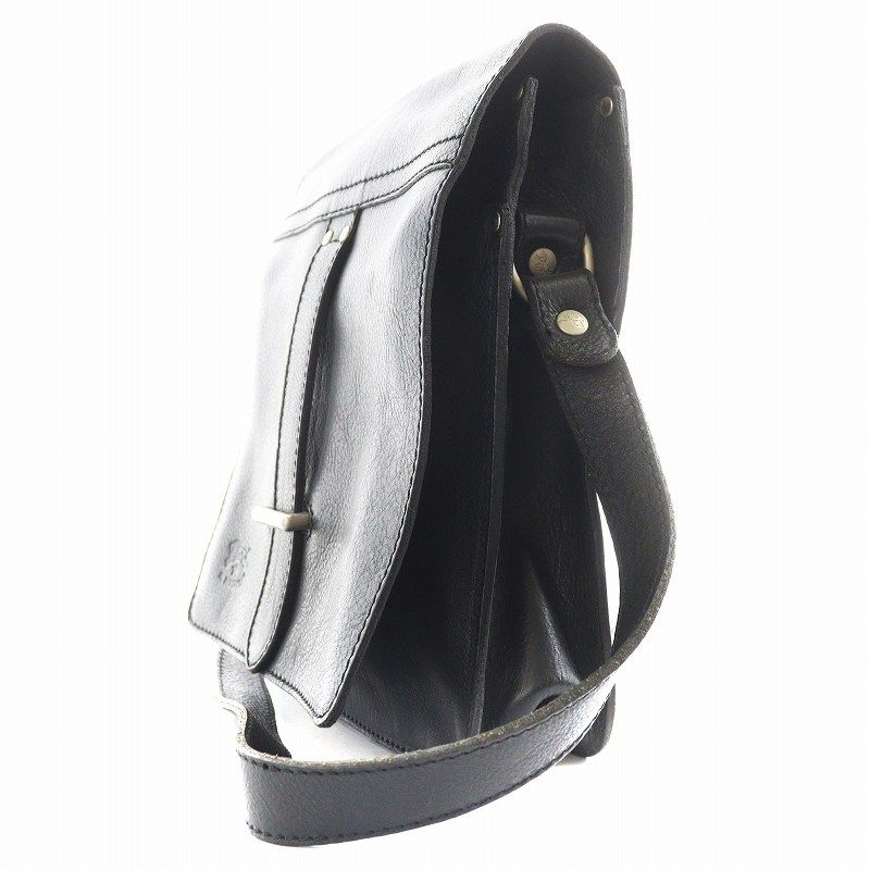 イルビゾンテ　レザー ショルダーバッグ 黒 IL BISONTE / ORIGINAL LEATHER / SHOULDER BAG（ショルダー