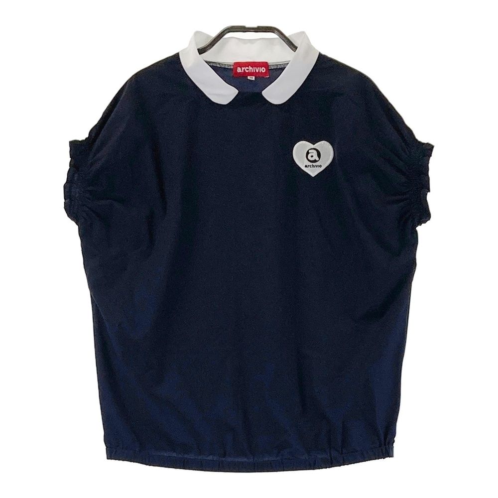 サイズ：38 ARCHIVIO アルチビオ 袖フリル 半袖Tシャツ ネイビー