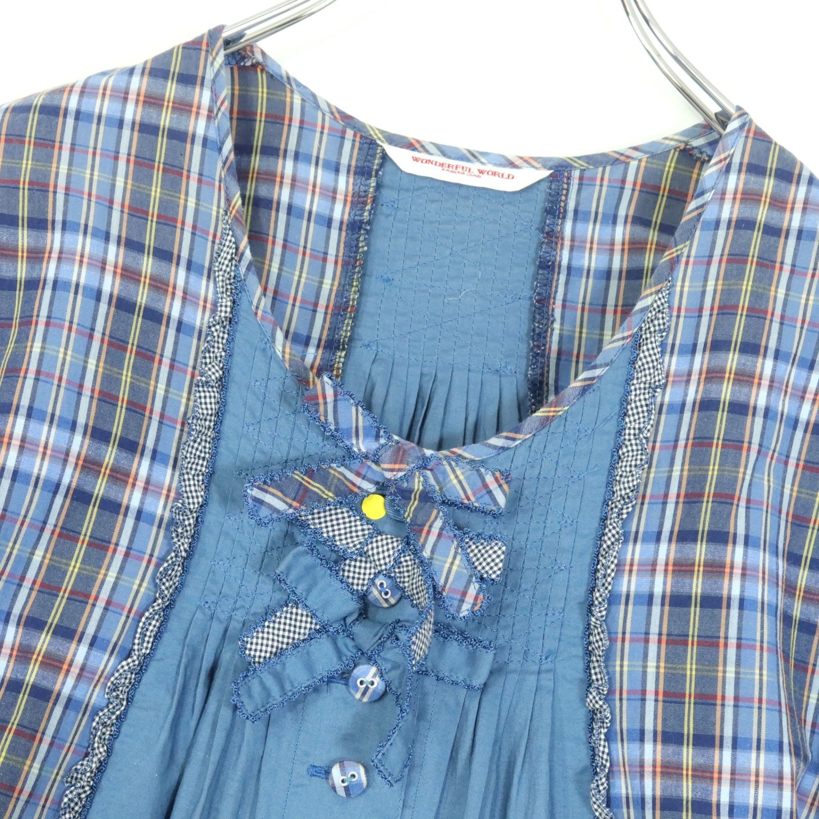 ★カネコイサオ　*ギンガムチェックワンピース　ベルト2種類付き*　古着のgplus広島　1905n1 リラFes アズ as カップ付きワンピース\u0026レギンス2枚セット