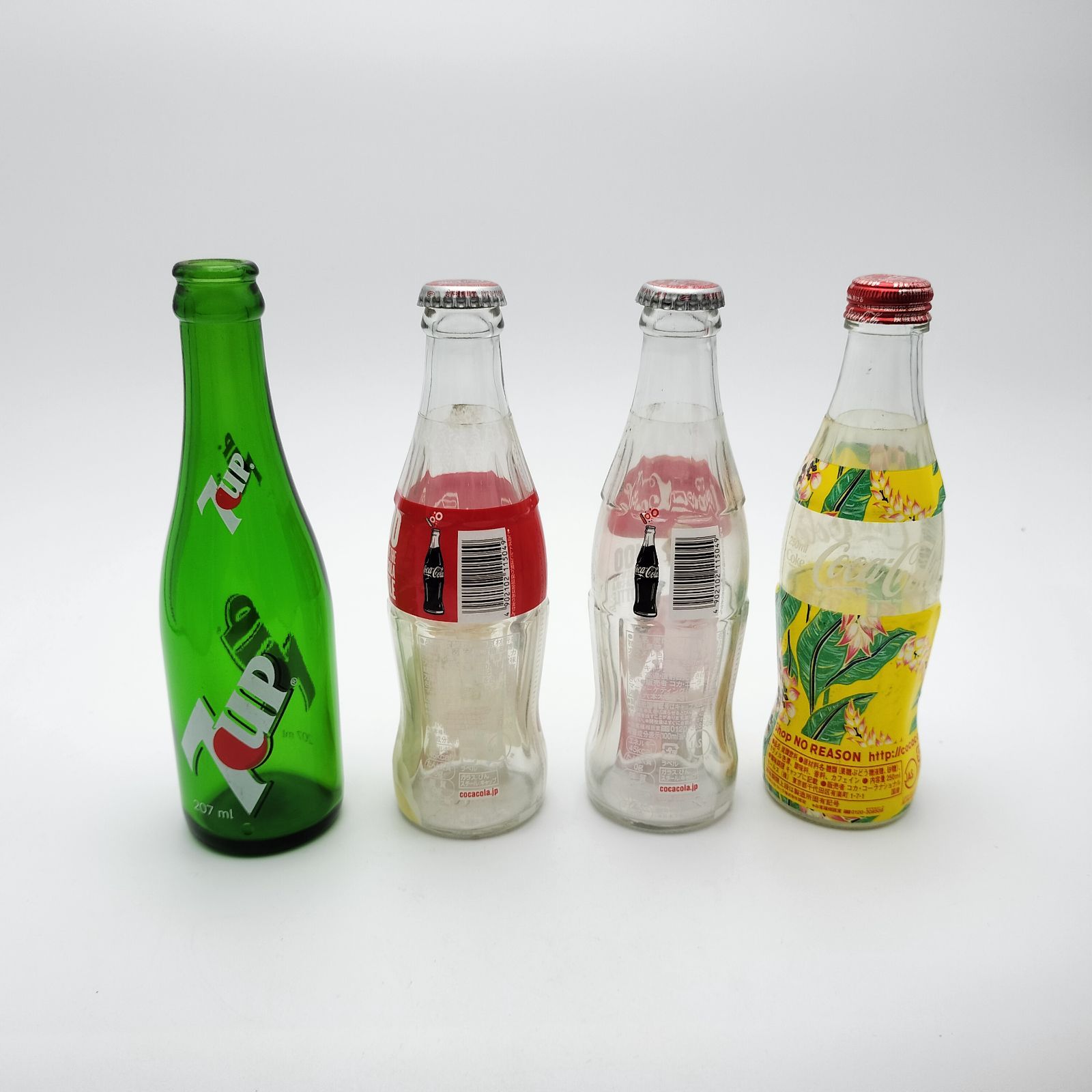 7up セブンアップ & コカコーラ 限定デザイン3本 レトロ 空き瓶