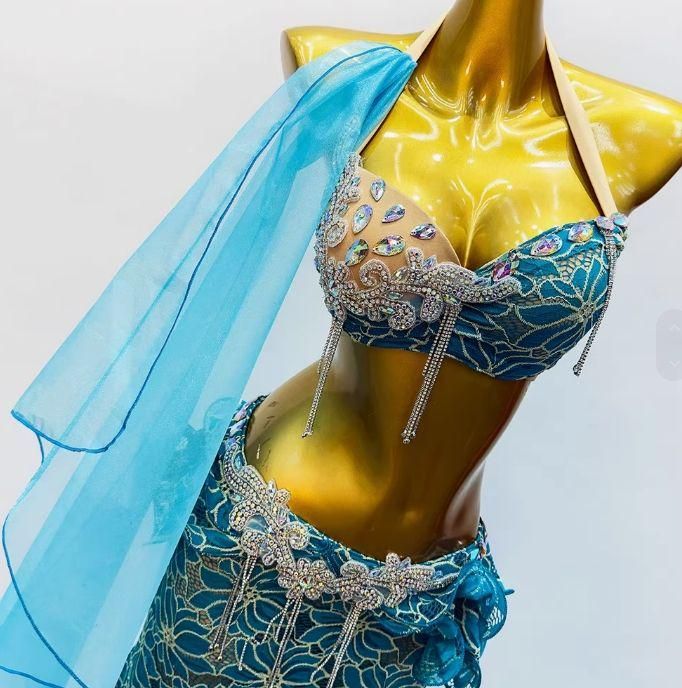 ベリーダンス衣装 ブラ ベルトスカートセット ピンク オーダーメイド