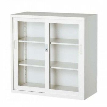 オフィス向け 一般書庫 ホワイト 3×3型引違書庫 3号ガラス戸 COM-303G-W