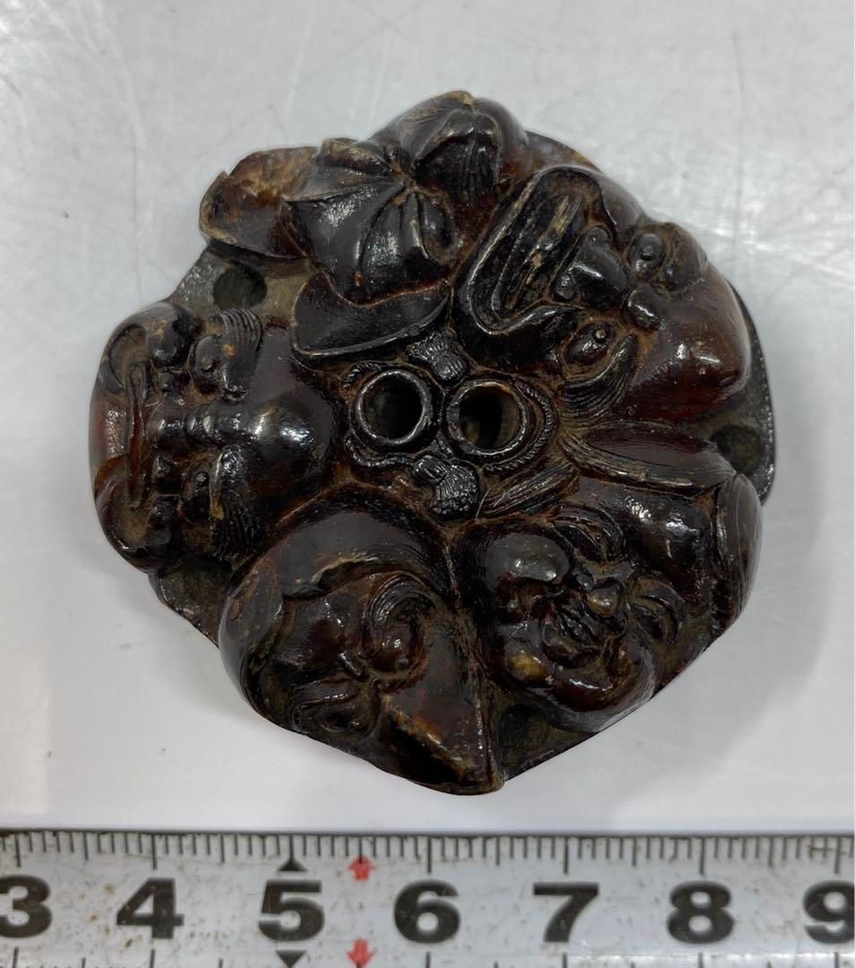 時代　琥珀　七福神　根付　20g 直径5㎝　東山5-1130④ 時代 琥珀 七福神 根付 20g 直径5㎝ 東山5-1130④ - メルカリ