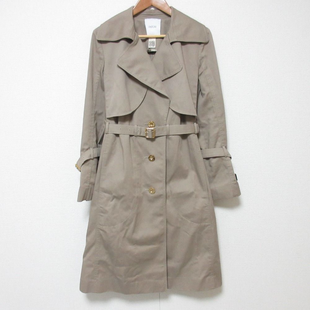 23AW PATOU パトゥ オーガニックコットンギャバジントレンチコート OU0190074106P サイズ36 ベージュ レディース 古着