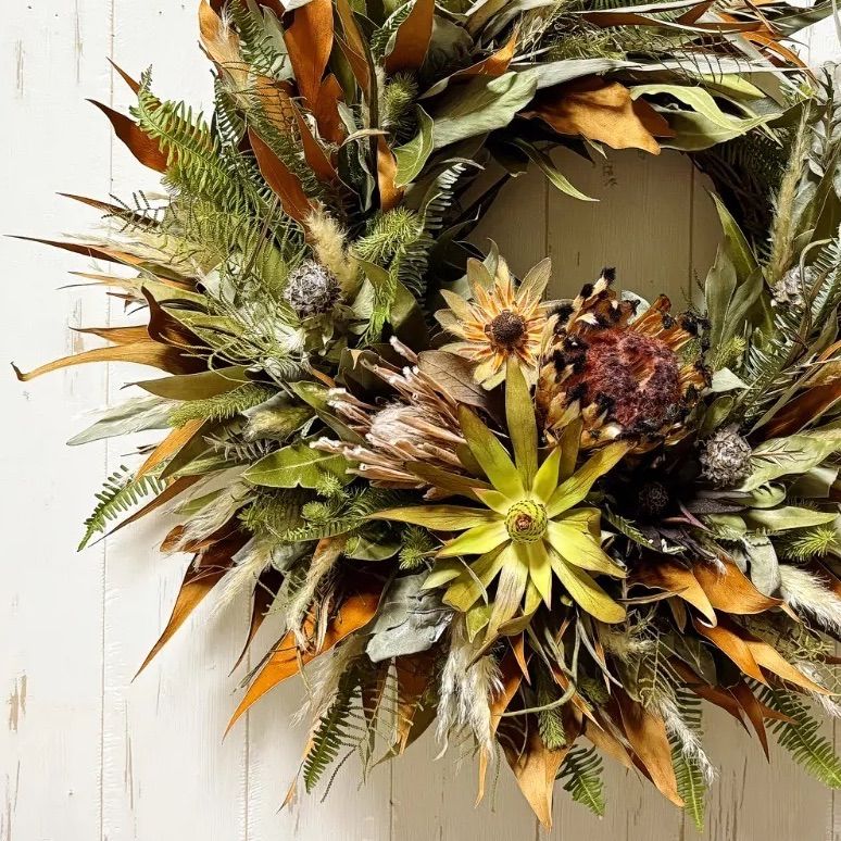 特大 ワイルドフラワー クレセントリース 直径約55cm ドライフラワーリース 三日月 ネイティブフラワー