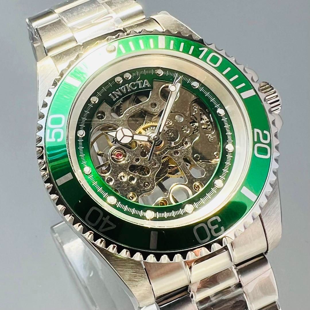 INVICTA インビクタ メンズ 腕時計 自動巻き グリーン シルバー ケース 