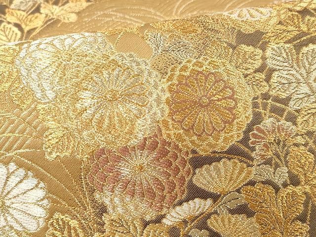 平和屋着物○両面 全通柄袋帯 組織 菱文 銀糸 正絹 逸品 DAAT0316ob