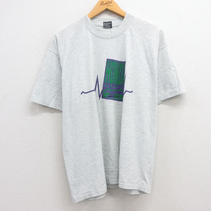XL/古着 半袖 ビンテージ Tシャツ メンズ 90s ホンダ HONDA 大きいサイズ クルーネック 薄グレー 霜降り spe 23jul21 中古
