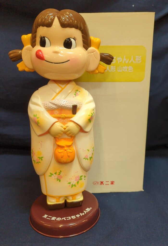 不二家 首振り人形/ペコちゃん 首ふり着物人形 山吹色