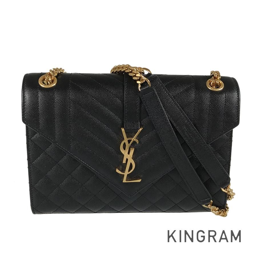 Saint Laurent 黒 レザー ショルダーバッグ モノグラム フォンショルダー チェーンショルダーバッグ レザー
