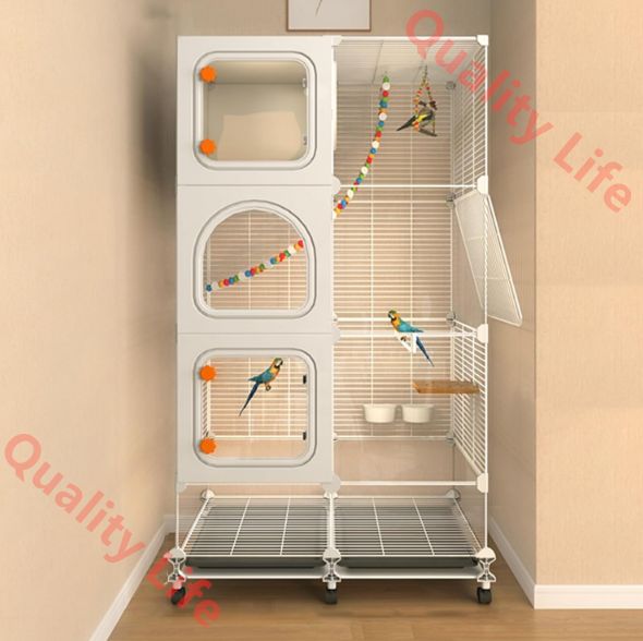 鳥かご 鳥籠DIY 暗号化された金属製鳥籠インコ用ケージ 鳥かご インコ キャスターと 付き 透明ドア 観察しやすい 70 35 102cm