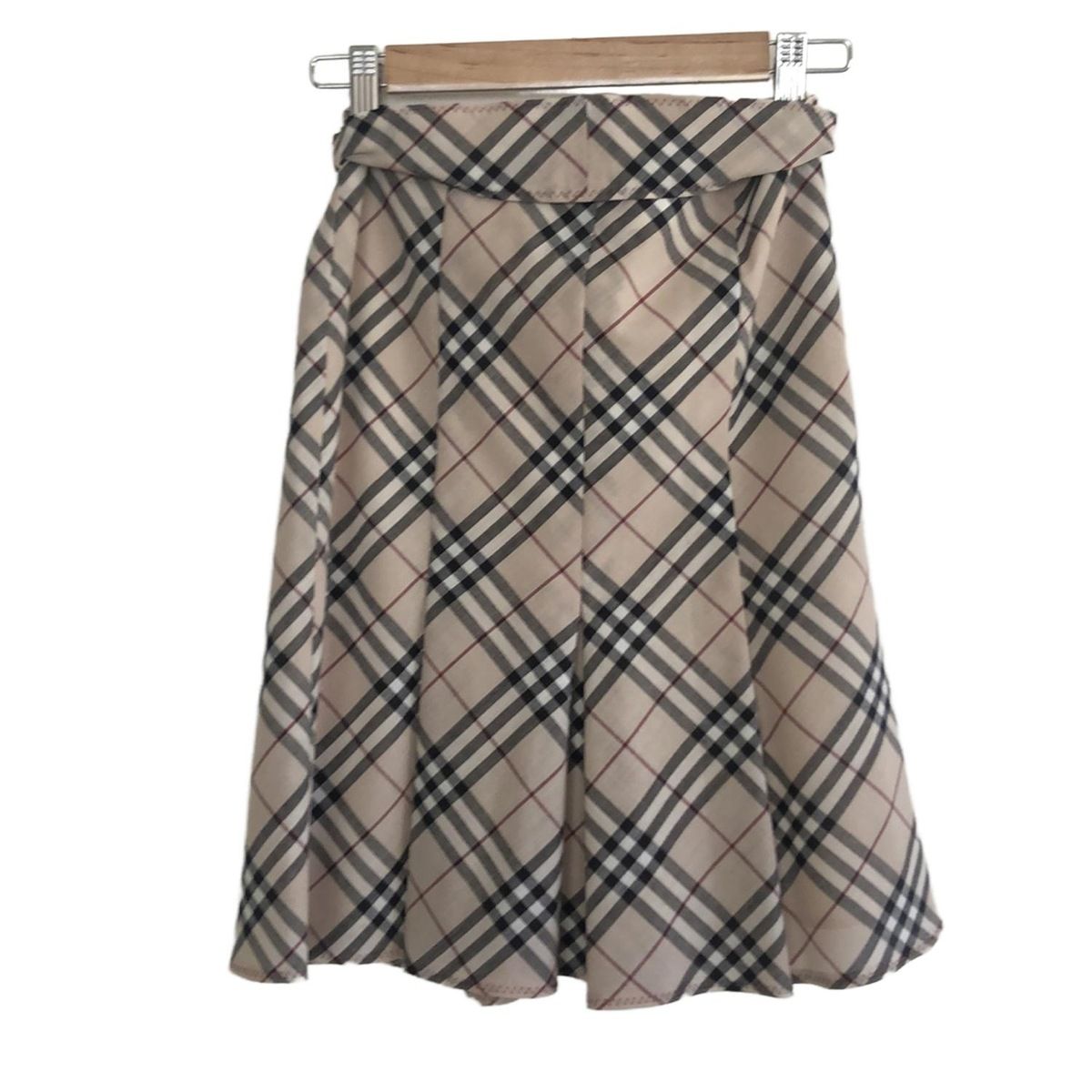 バーバリーブルーレーベル スカート サイズ36 S レディース - ベージュ×マルチ×ボルドー ひざ丈 チェック柄 プリーツ