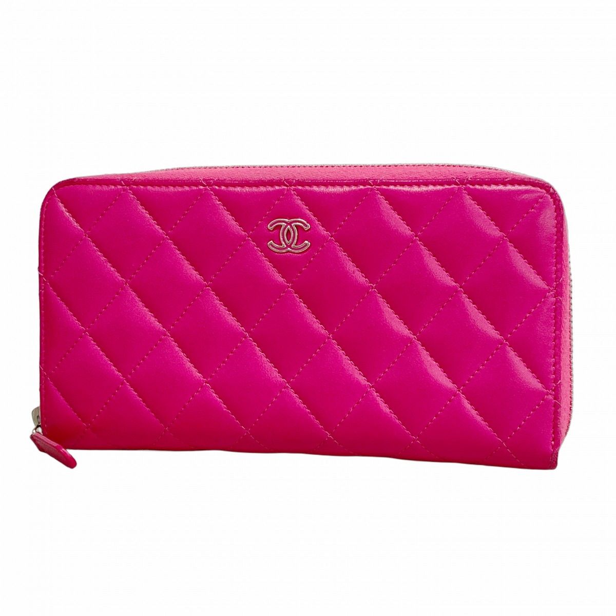 新型！美品　シャネル　ラムスキン　マトラッセ　長財布　ピンク 美品 シャネル 長財布 マトラッセ ラムスキン ピンク 27番台