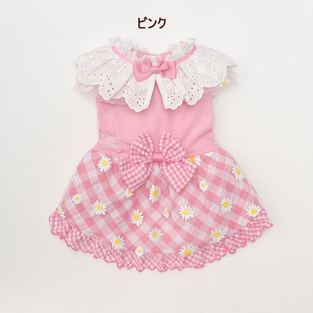 犬服 CanNana 【きゃんナナ】フラワーギンガムワンピース ラベンダー