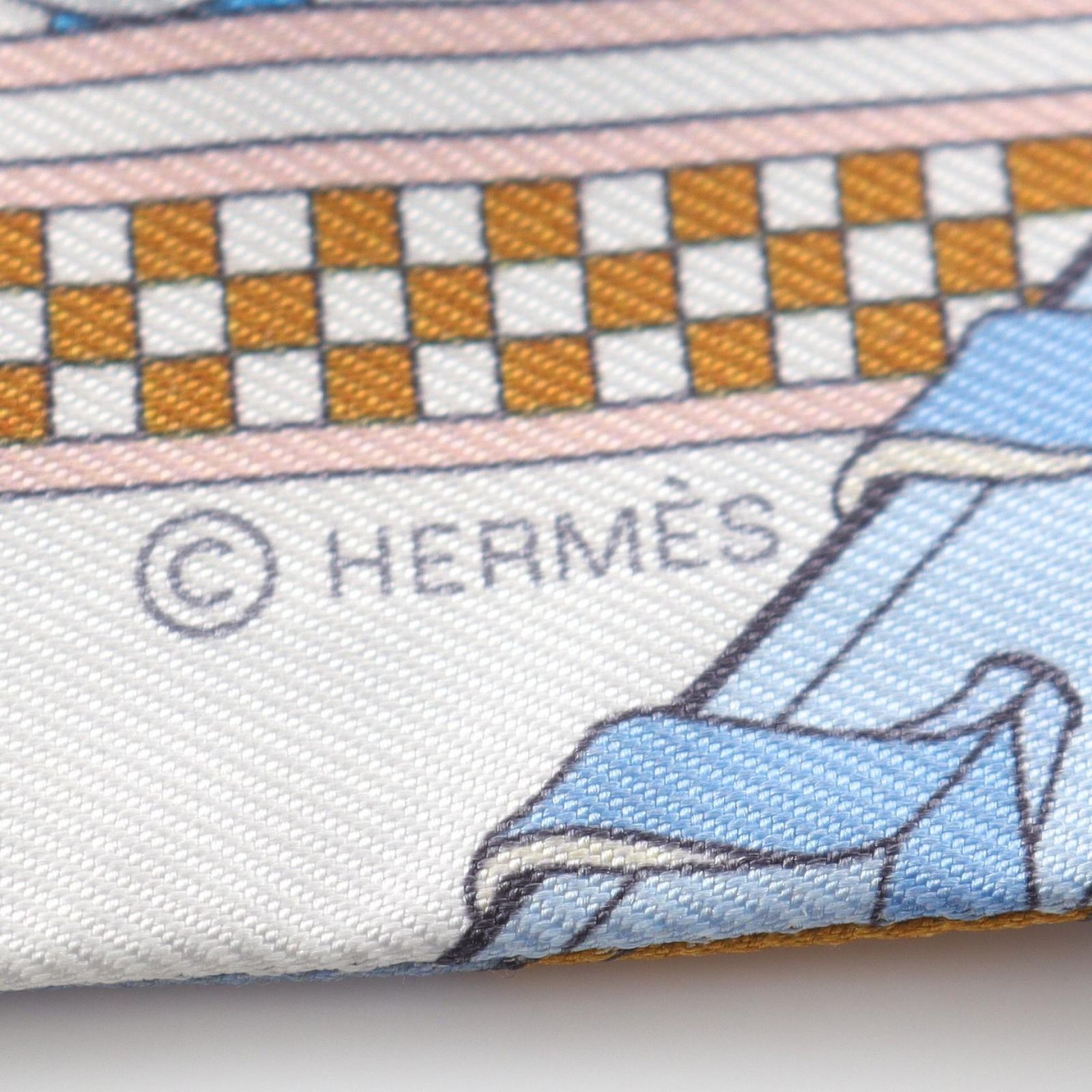 エルメス HERMES スカーフ ツイリー BRIDES ET GRIS GRIS ブルー
