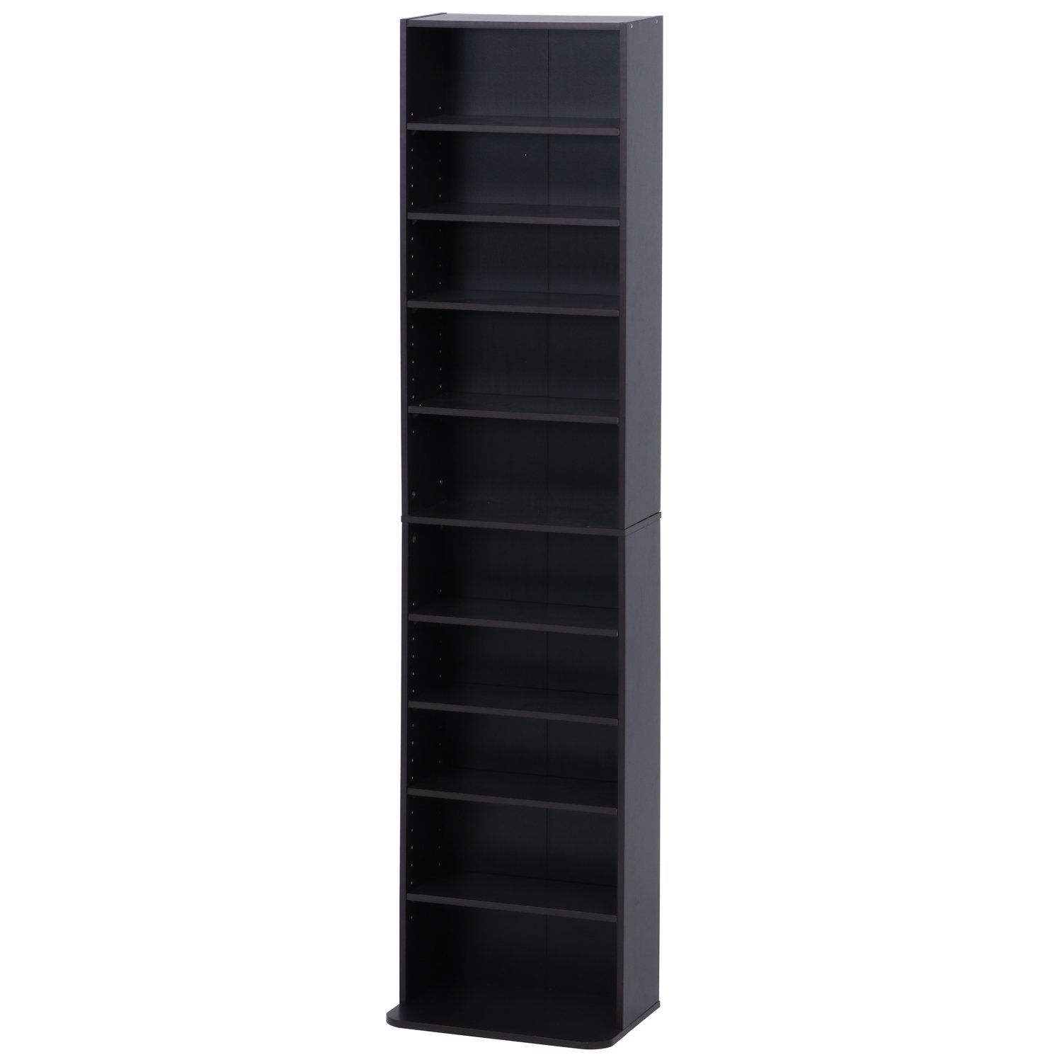 【新着商品】不二貿易 本棚 CDu0026DVDラック 10段 幅42×奥行19~28×高さ180cm ブラウン リビング収納 可動棚 棚板高さ調節可能 組立商品 97556
