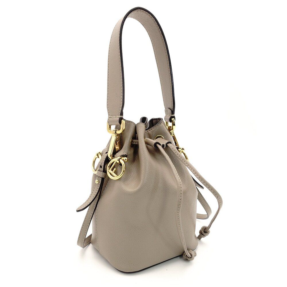 フェンディ FENDI モントレゾール ミニ グレージュ ショルダーバッグ グレージュ レザー 2way FF ロゴ 7-10-094