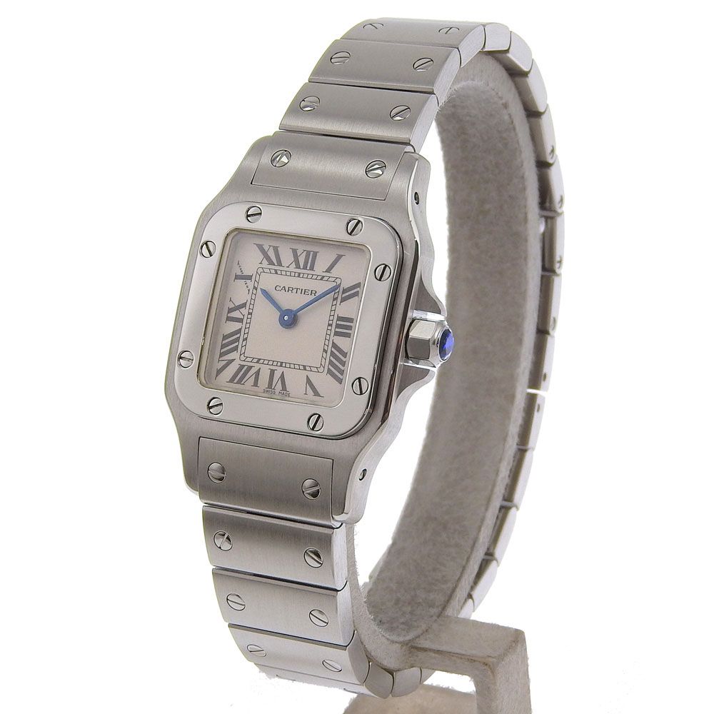 【本物保証】 箱・保付 新品同様 カルティエ CARTIER サントスガルベSM W20056D6 白文字盤 SS クォーツ 電池 23ミリ レディース 2針 腕時計 カルティエ サントスガルベ SM W20056D6 シルバー レディース 時計