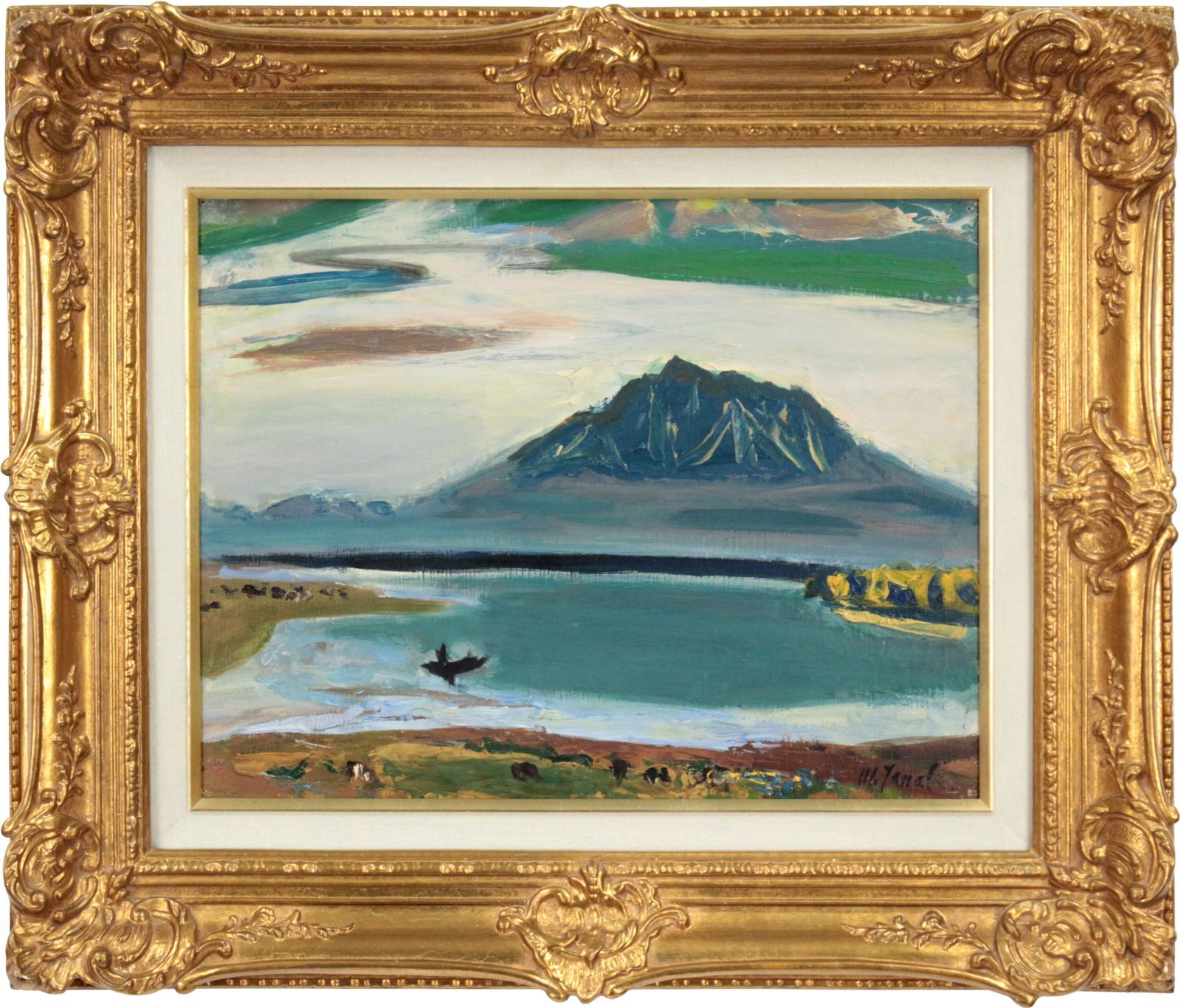 田辺三重松 「涛沸湖」 油絵・油彩画 絵画 - 北海道画廊