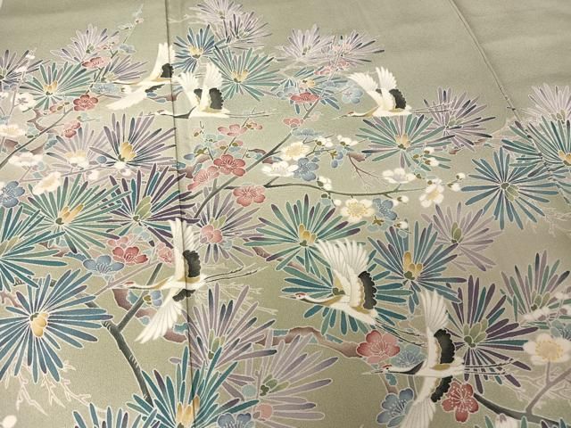 平和屋着物○豪華色留袖 友禅 作家物 梅松飛鶴文 暈し