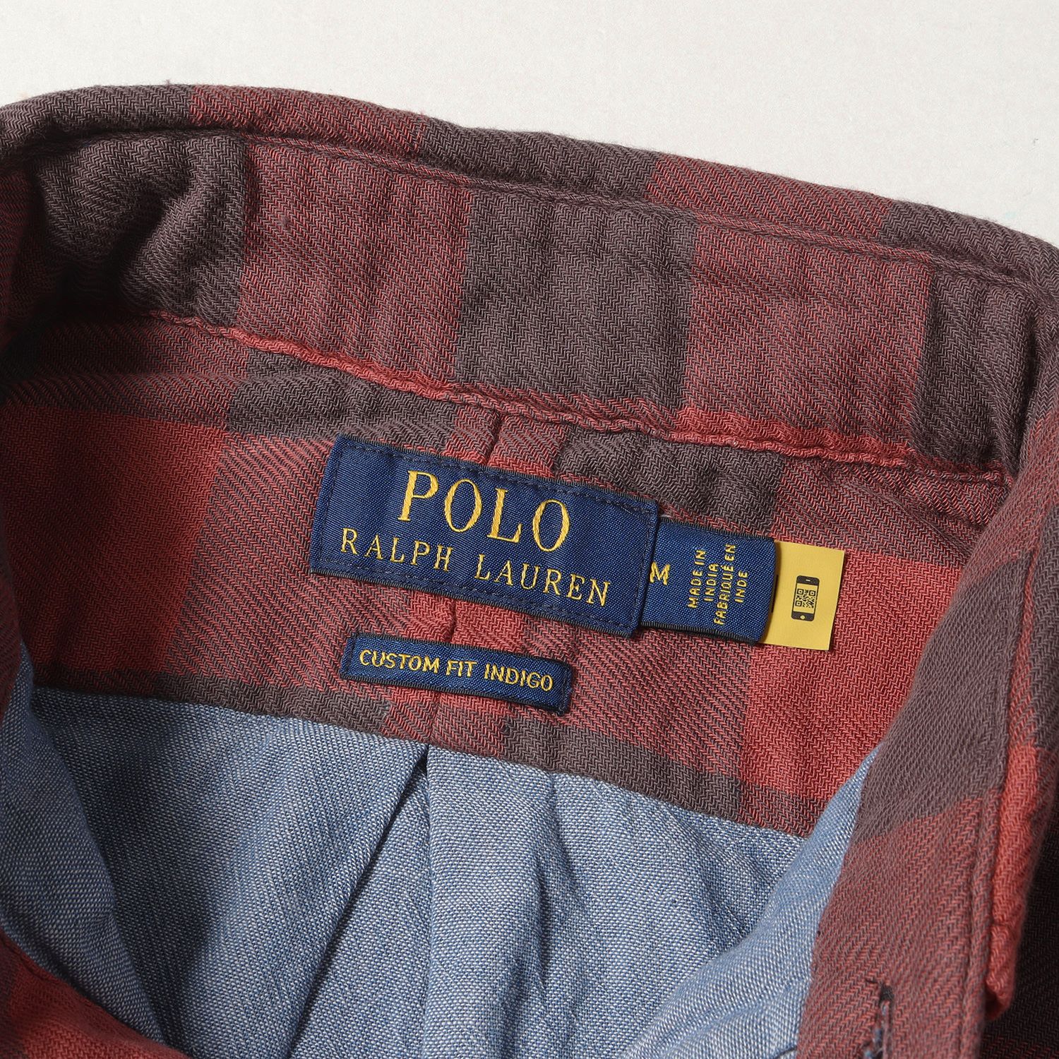 POLO Ralph Lauren ポロ ラルフローレン シャツ バッファローチェック ダブルガーゼ ボタンダウンシャツ CUSTOM FIT  INDIGO 22SS レッド系 赤 M トップス カジュアルシャツ 長袖