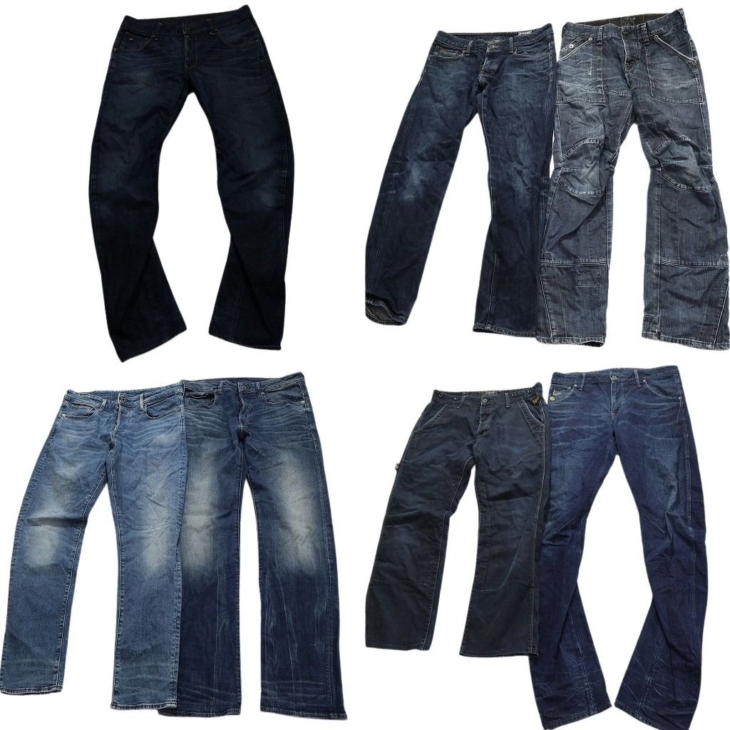 古着卸 まとめ売り G-STAR RAW デニム パンツ 7枚セット メンズ 32 |33 ヒゲ フェード 切替 コインポケット 古着 NC1375