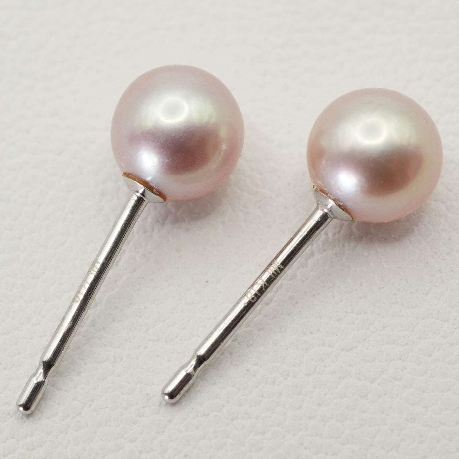 ミキモトペルリータ K18WG 薄ピンクパール 一粒 ピアス/25-1841S