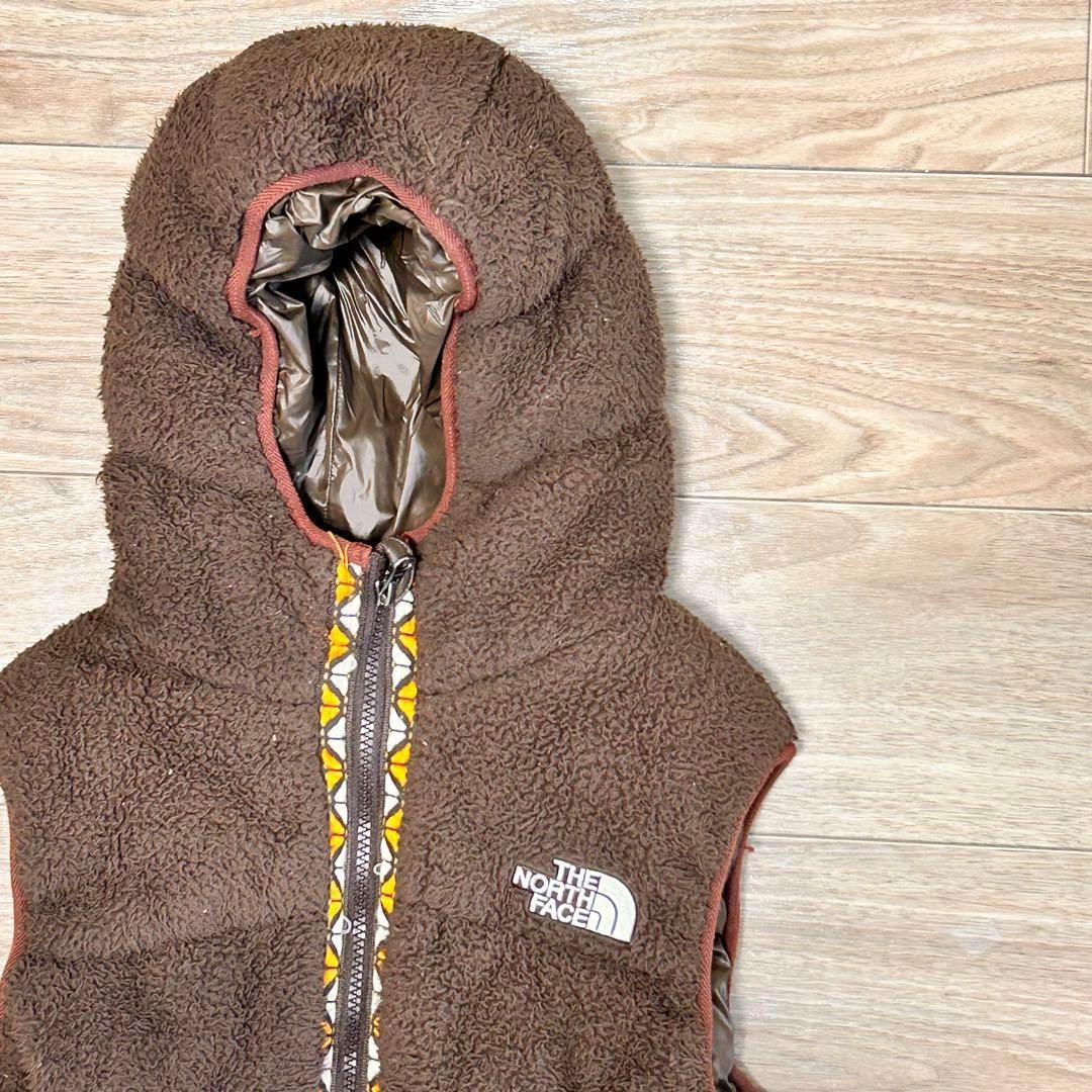 ノースフェイス 中綿ボアジャケット 150キッズ カーキ 刺繍ロゴ 良品 THE NORTH FACE ザ・ノース・フェイス キッズ 中わたジャケット