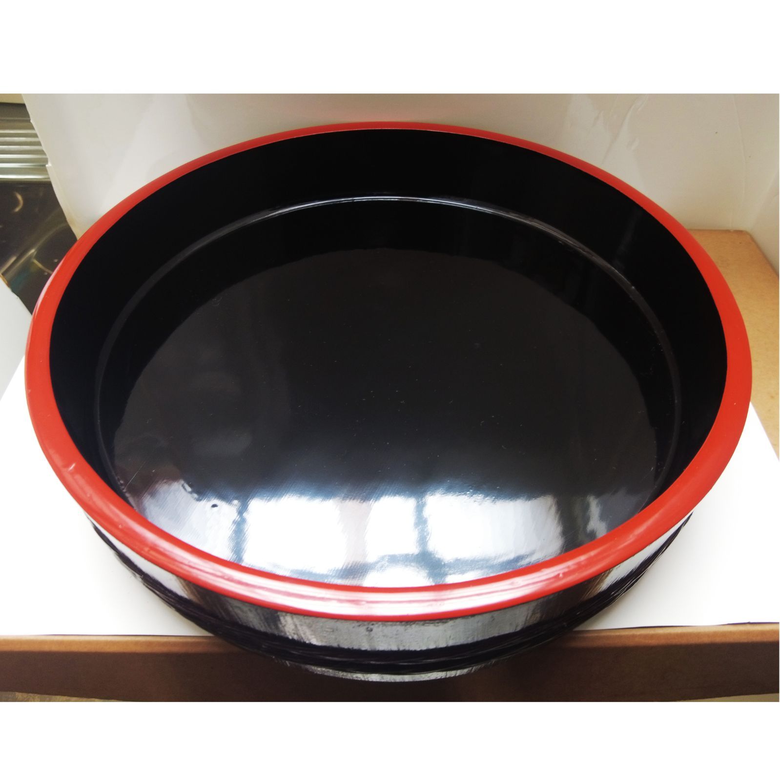 昭和の寿司桶 木製漆塗り 籐タガ 尺4寸桶 8人前 上