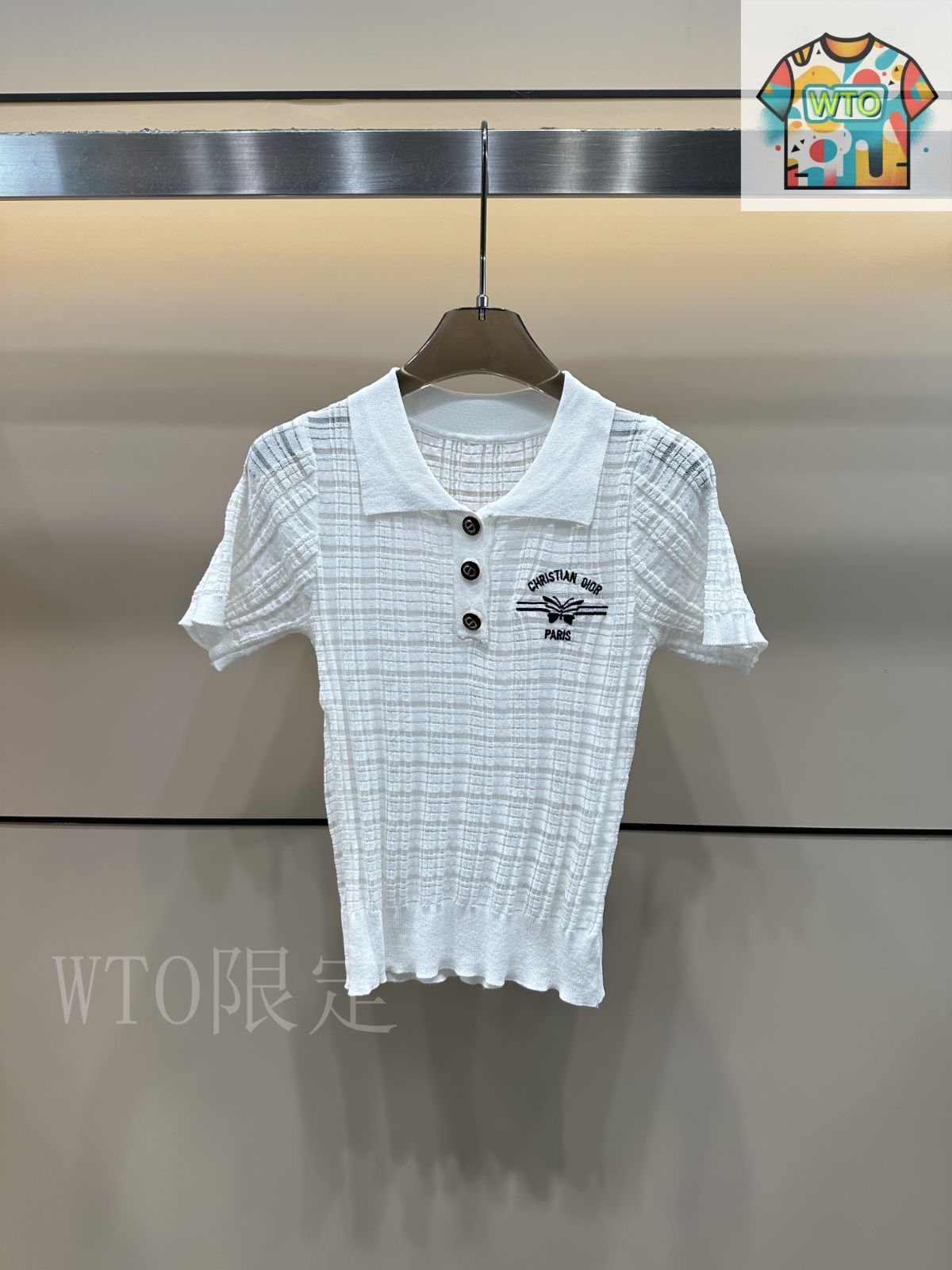 た  今日特価】Dior 25 夏季 刺繍レター カットアウト カラーニット