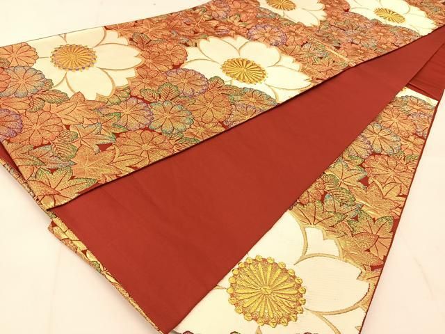 平和屋着物◎六通柄袋帯 唐織 花尽くし 金糸 正絹 逸品
