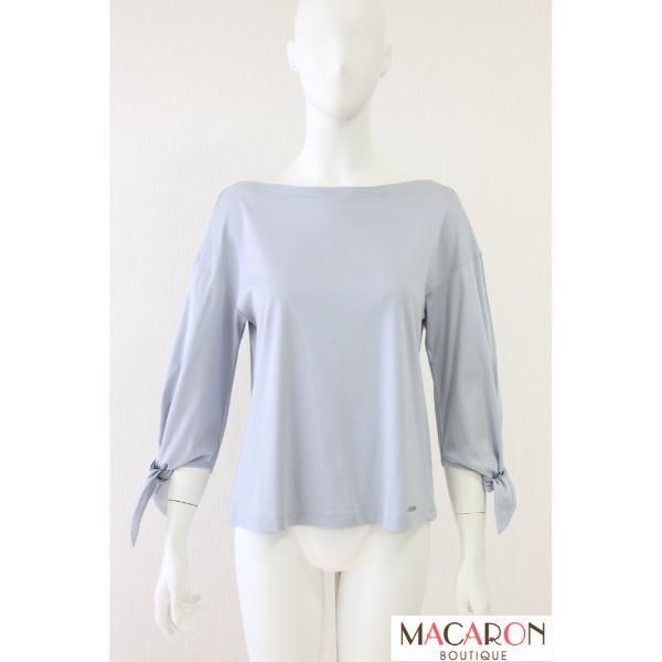 FOXEY 袖リボンカットソー Tシャツ 40128 水色系 トップス 七分袖 フォクシー