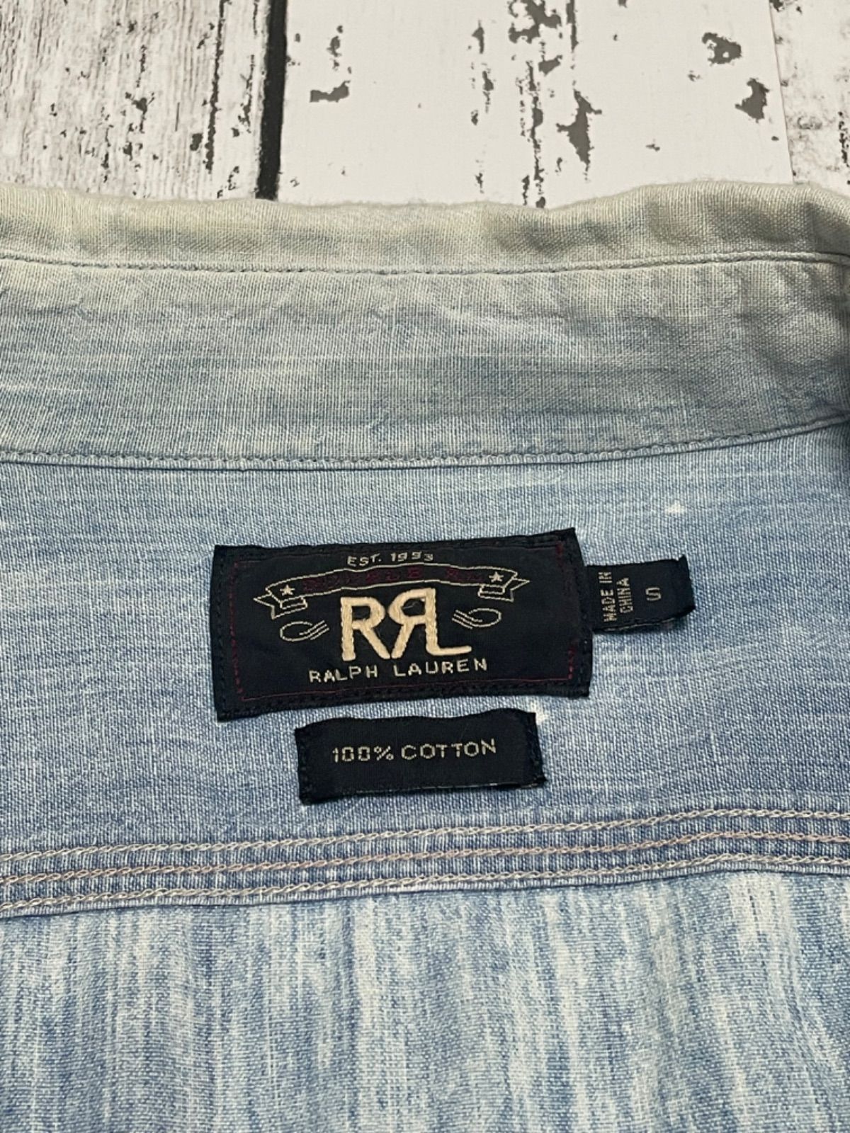 ＲＲＬラルフローレンシャンブレーシャツL★ロンハーマンRHCキムタクデニムOVY RRL - 超レア 木村拓哉さん着 RRL ブラックシャンブレーシャツ