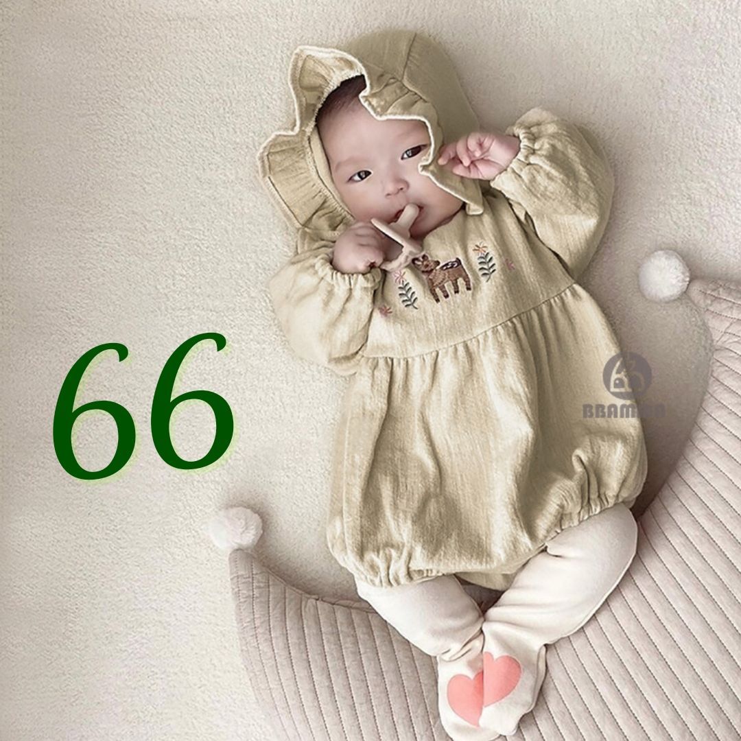秋春 ロンパース 60 女の子 フリル 緑 刺繍 ベビー服 ワンピース メルカリShops