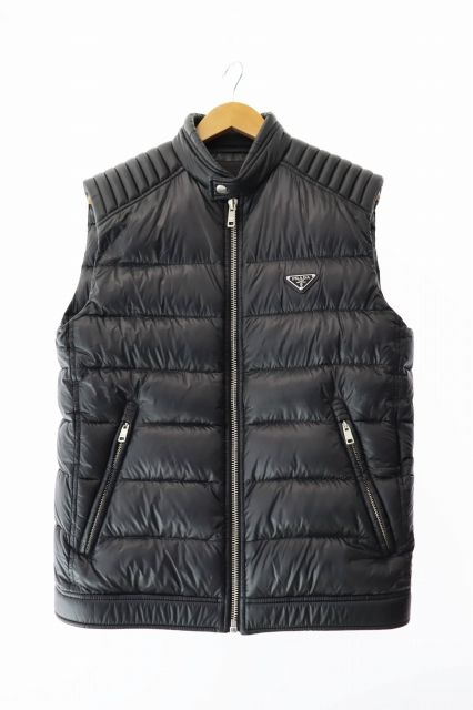 プラダ PRADA 19AW ダウン ベスト SGB628 48 黒 ブラック ブランド古着ベクトル AA 250504