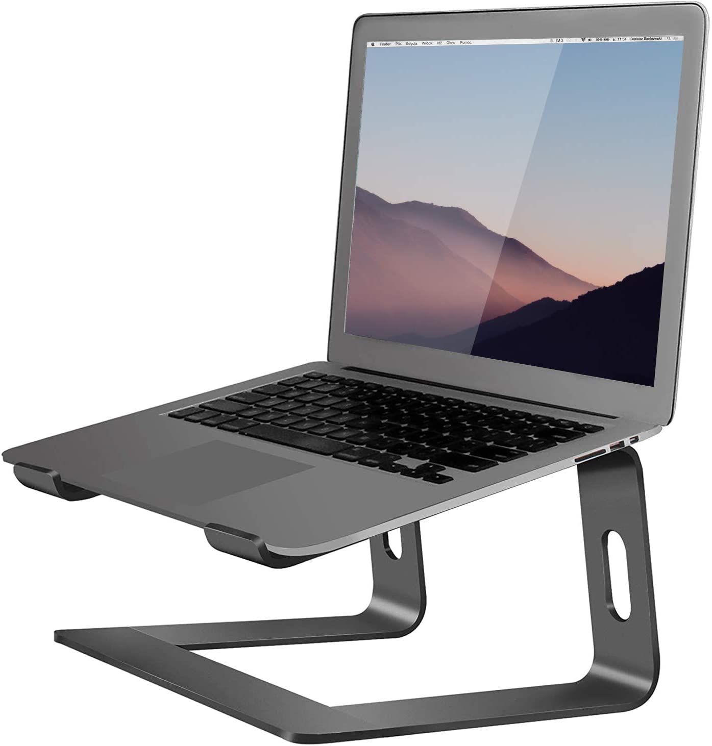 アルミニウム製 ノートパソコンライザー ノートパソコンスタンド Mac MacBook Air Pro Orionstar 10～15.6インチのノートパソコンに対応 人間工学に基づいたエレベーターホルダー ブラック