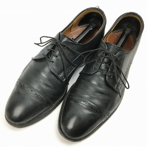 80s-90s?Vintage★ハンドメイド　キャップトゥシューズ〈黒/BLACK/ブラック〉　サイズ8.5E　26.5程度/men's 管NO.ZE-162 80s-90s?Vintage☆ハンドメイド キャップトゥシューズ〈黒/BLACK