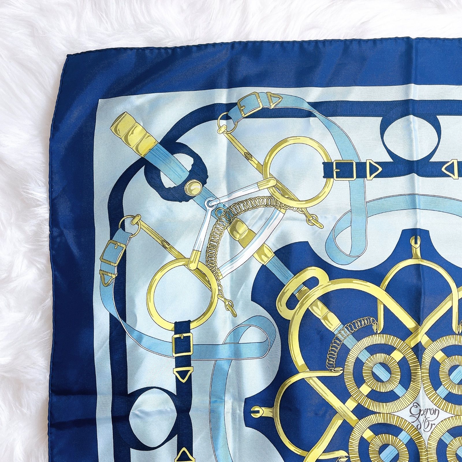 エルメス HERMES カレ90 Eperon D'or 黄金の拍車 スカーフ