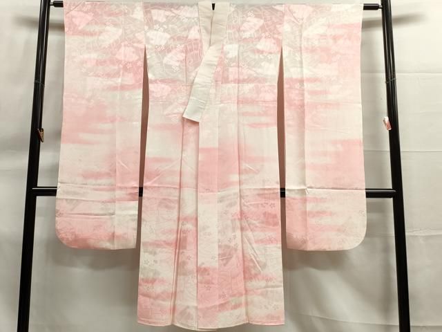 平和屋着物□振袖用長襦袢 無双仕立て 檜扇花地紋 暈し染め 正絹