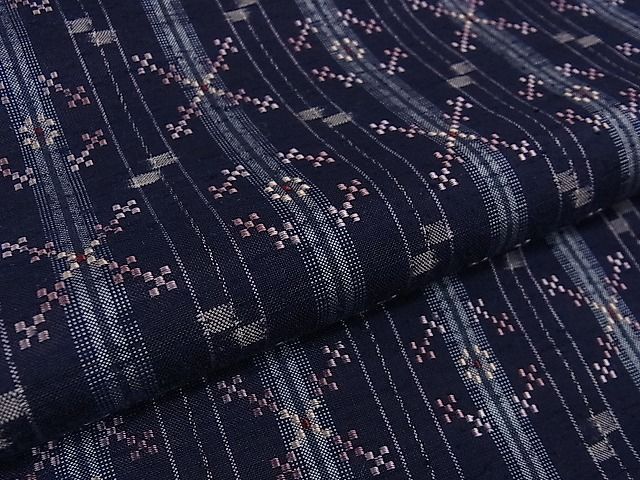 平和屋本店□極上 本場琉球 読谷山花織 紬地 草木染 知花トミ作 黒