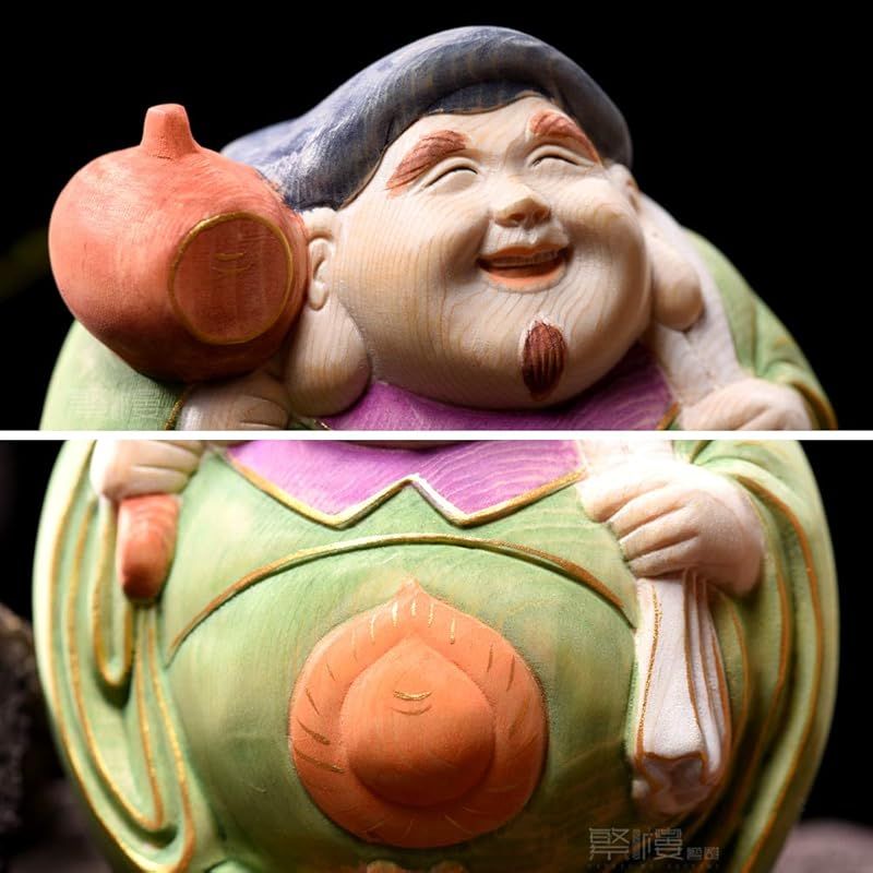 全品送料無料！ 繁樓藝雕 七福神 大黒天 木彫り 桧木製 縁起物 玄関置物 淡彩な絵 開運招福 商売繁盛 無病息災 五穀豊穣 子孫繁栄 高さ10cm×巾8cm×奥行9cm 特別な